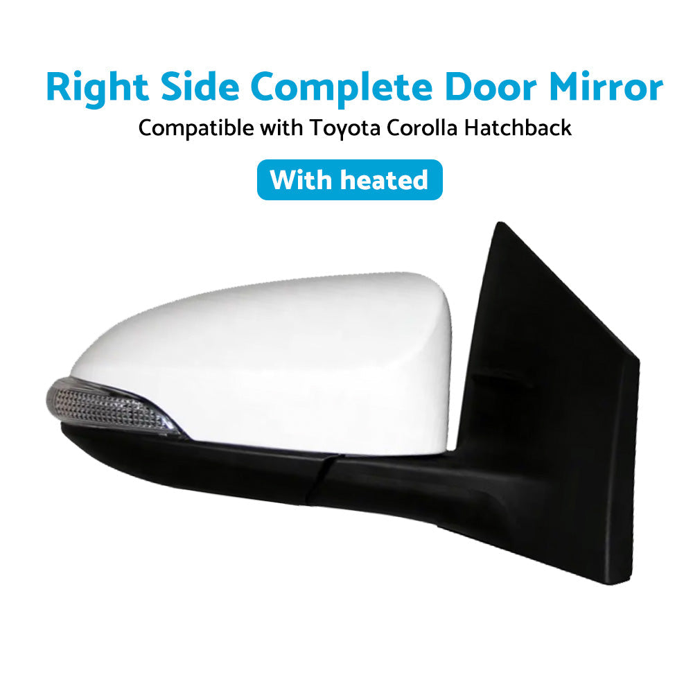 Door Mirror Suitable for Toyota Corolla ZRE182 12-18 Hatch Right White Heated.