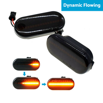 2x Dynamic LED Side Indicator Black Smoke Turning Signal Light Suitable for SEAT