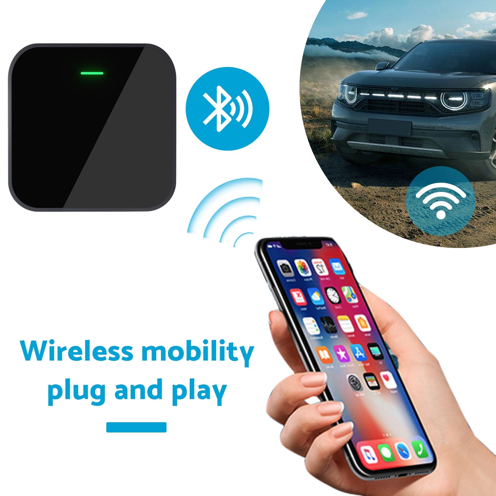 Bluetooth USB Wireless Receiver Black Suitable for Apple CarPlay Adapter.