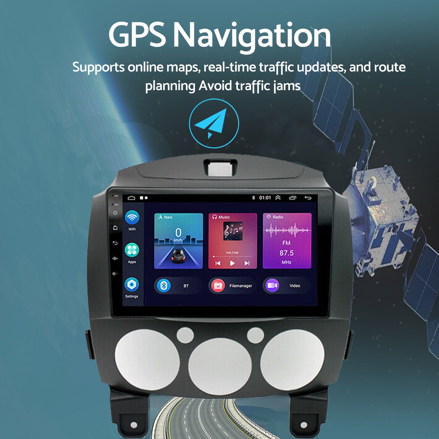 Android 13 Head Unit 9'' Apple CarPlay Bluetooth Suitable for Mazda 2