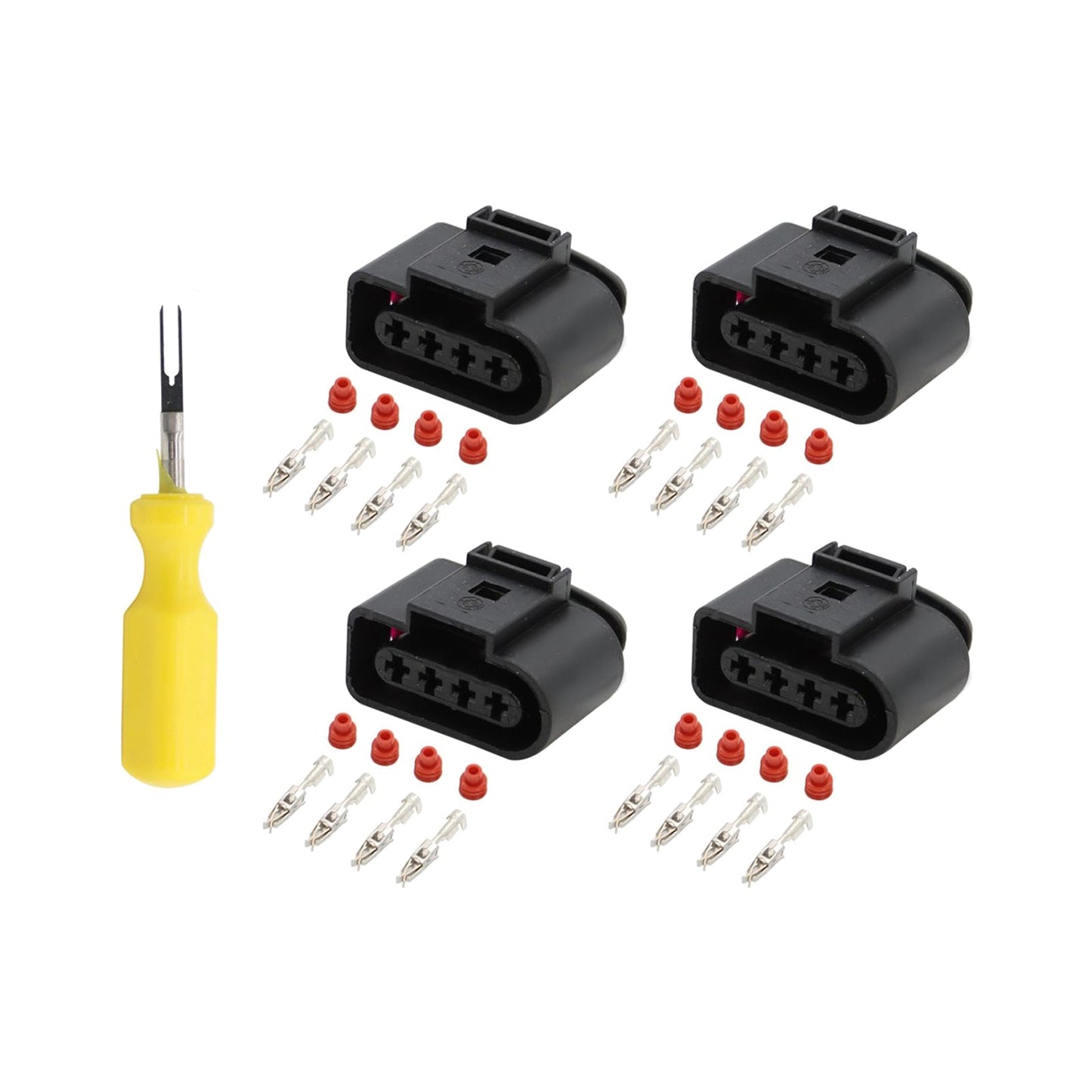 Ignition Coil Connector Repair Kit 4x 4-Way Female Suitable For Audi / VW 4B0973724