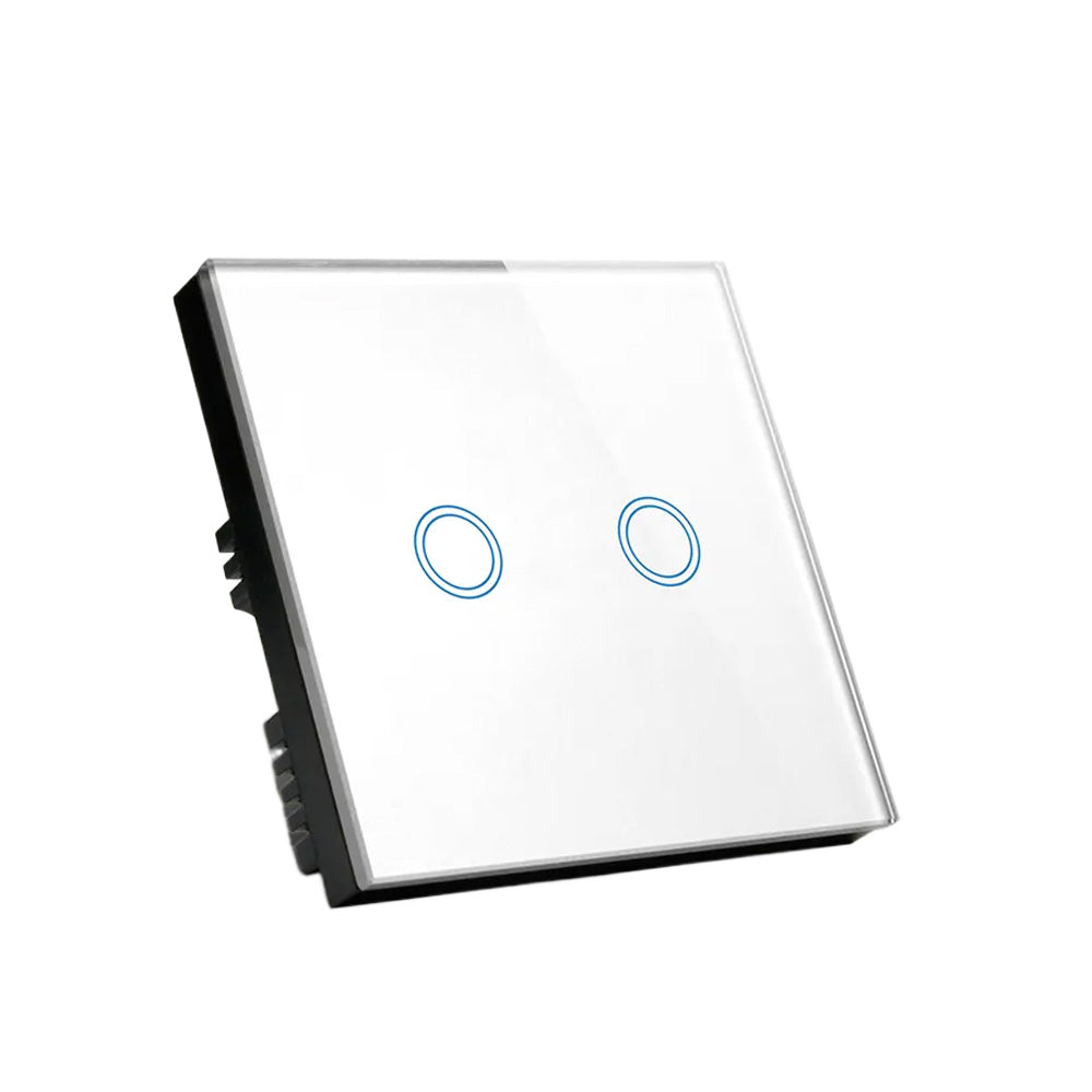 87x87mm LED Touch Wall Light Switch 2-Gang 1-Way Suitable for Home Office