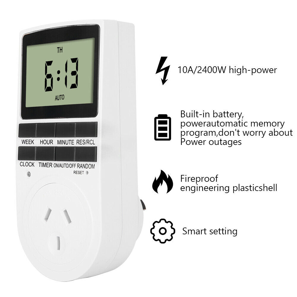 2Pcs 240V LCD Digital Timer Switch Automation Socket Electric Programmable Power.