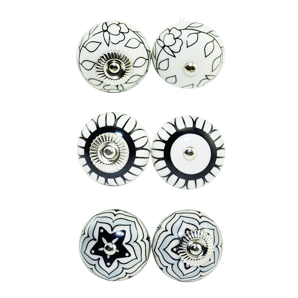 6 Pcs Cupboard Door Knobs Handles Drawer Pull Vintage Ceramic Knob Shabby Chic.