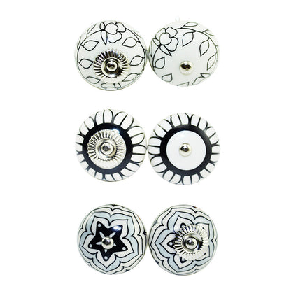 6 Pcs Cupboard Door Knobs Handles Drawer Pull Vintage Ceramic Knob Shabby Chic.