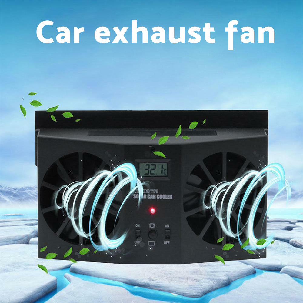 Solar Powered Car Cooling Fan Cooler Auto Window Air Vent Exhaust Ventilation.