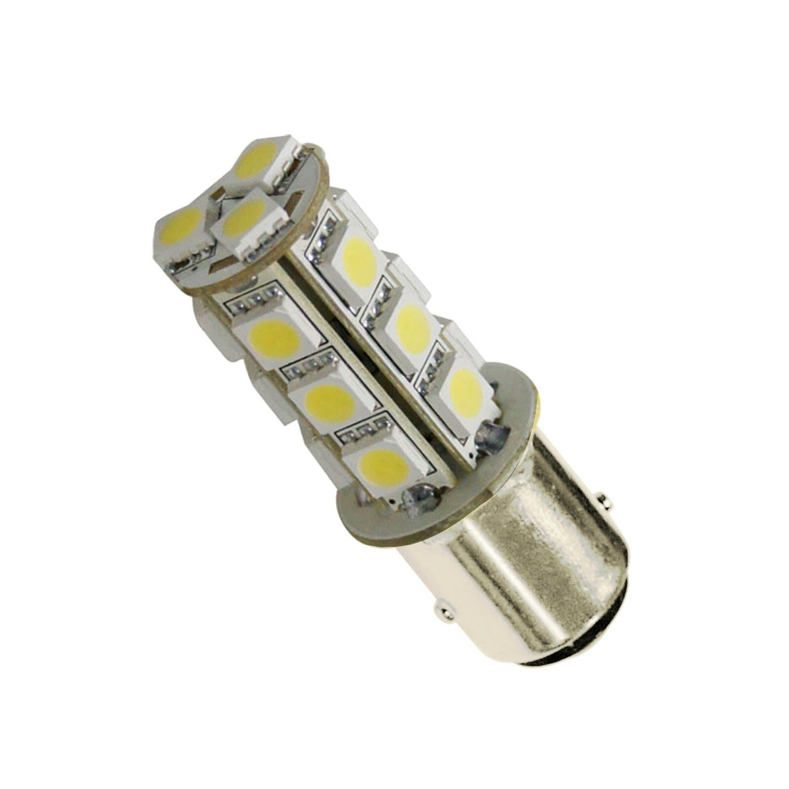 2x 12V BA15D LED 18 SMD Cool White Light Globes Suitable For Caravan Car.
