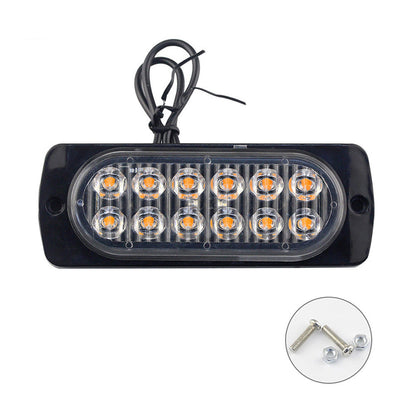 12 LED Strobe Light Emergency Warning Beacon White Amber 12V/24V
