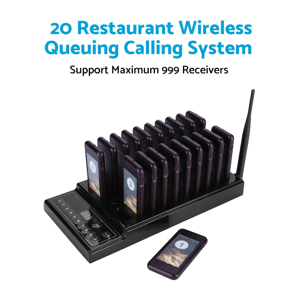 20 Restaurant Coaster Pager Guest Call Wireless Paging Queuing Calling System.