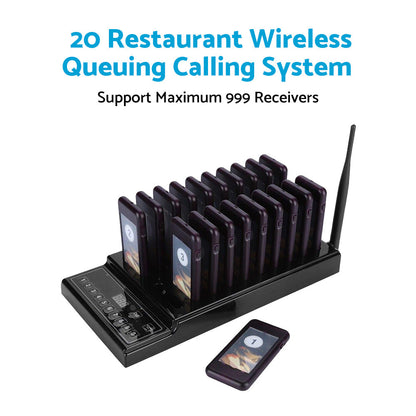 20 Restaurant Coaster Pager Guest Call Wireless Paging Queuing Calling System.