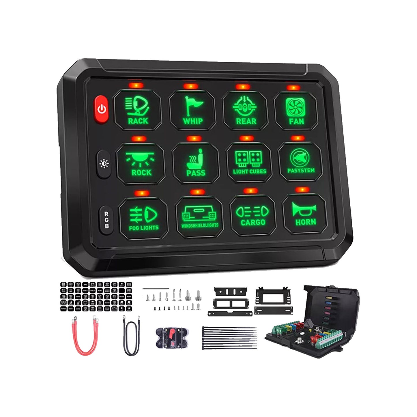 12 Gang RGB Switch Panel Kit Suitable for Universal Offroad Vehicles