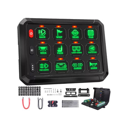 12 Gang RGB Switch Panel Kit Suitable for Universal Offroad Vehicles