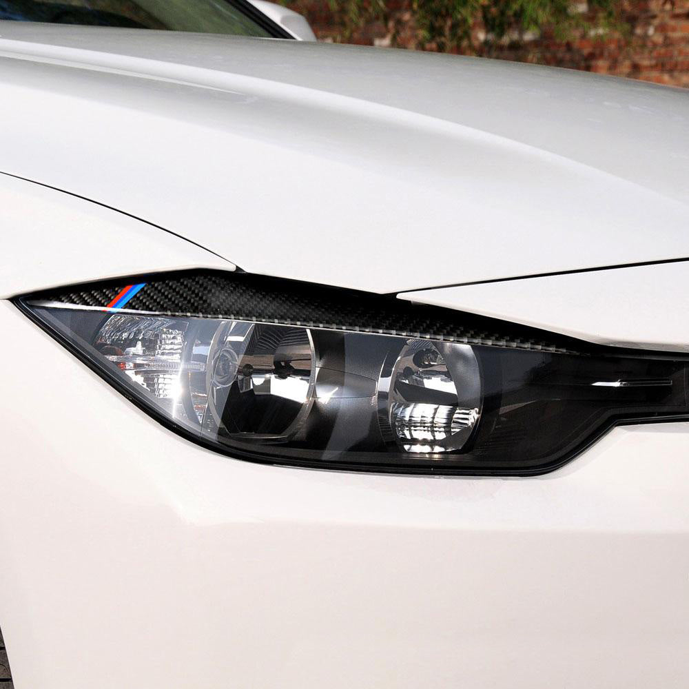 Carbon Fiber Eyelids Eyebrow Headlight Retrofit Accessories Suitable for BMW F30 3 Series.
