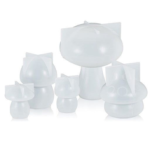 5-Style Mushroom Silicone Resin Casting Molds Suitable For DIY Epoxy Craft & Home Decor