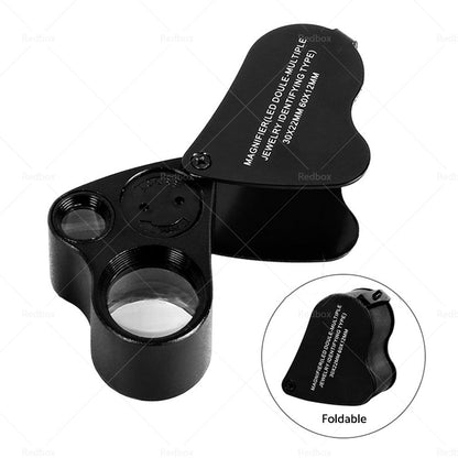 60x30mm Pocket Jeweller’s Eye Loupe Magnifier With LED Light Suitable For Jewelry
