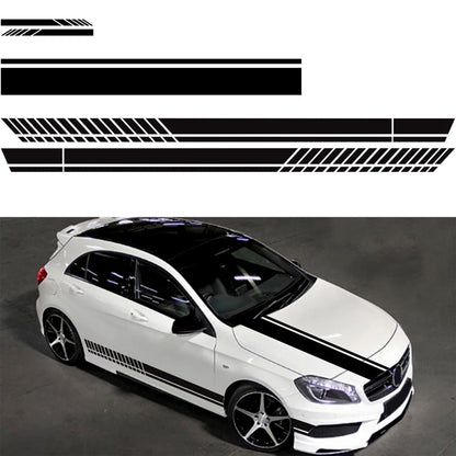 Car Side Body Sticker Vinyl Racing Stripe Decals 5x Long Hood & Roof Universal