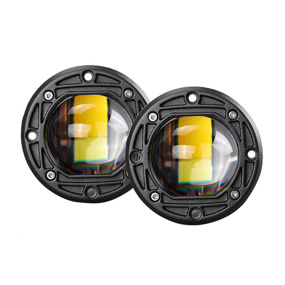 2x 3inch Flush Mount LED Work Light Bar Reverse Fog Lamp 4WD White Yellow 8D Len.