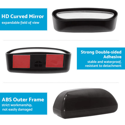 Pair Car Side Blind Spot Mirror Adjust Wide Angle Rear View HD Auxiliary Parking.