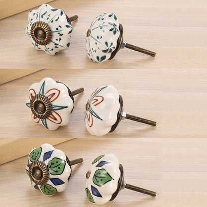 6 Pcs Cupboard Door Knobs Handles Drawer Pull Vintage Ceramic Knob Shabby Chic.