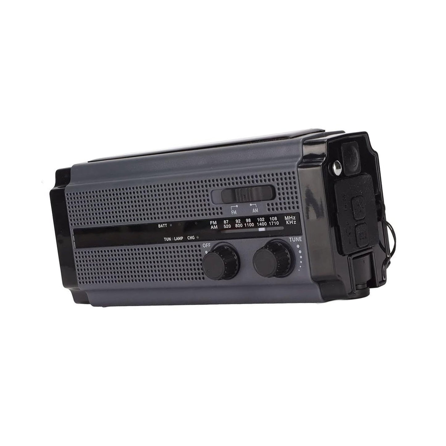 Solar Hand Crank Radio Emergency Weather 5000mAh Power Bank Flash Light Black.