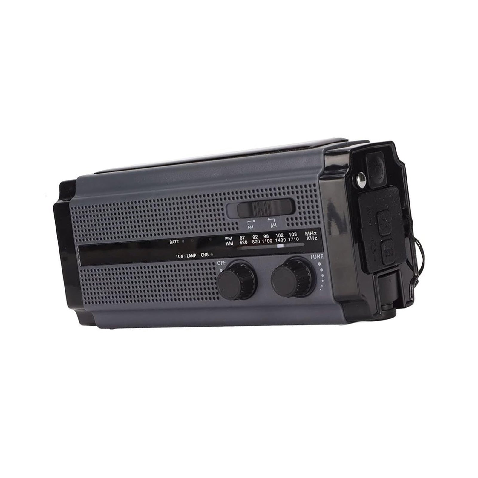 Solar Hand Crank Radio Emergency Weather 5000mAh Power Bank Flash Light Black.