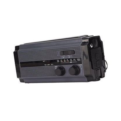 Solar Hand Crank Radio Emergency Weather 5000mAh Power Bank Flash Light Black.