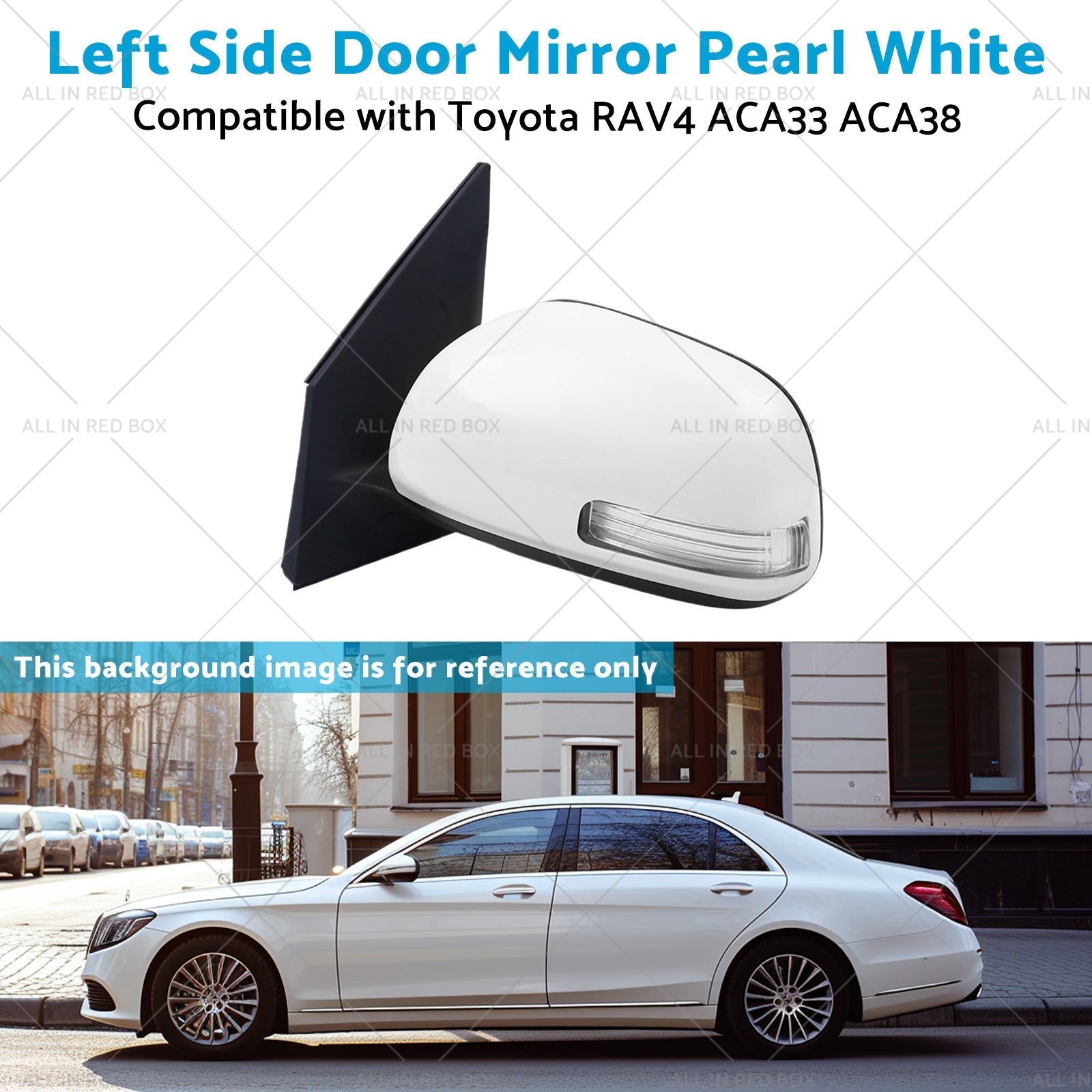 Pearl White Mirror Left Side Door Suitable for Toyota RAV4 ACA33 ACA38 2008-2012.