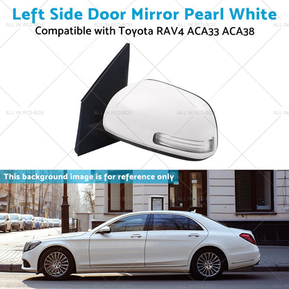 Pearl White Mirror Left Side Door Suitable for Toyota RAV4 ACA33 ACA38 2008-2012.
