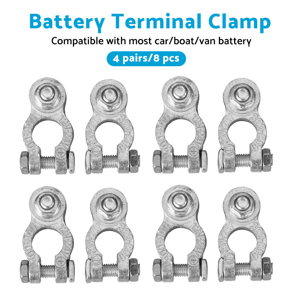 8PCS DC 12V-24V Car Battery Terminals Positive Negative Connectors Clamp Clip.