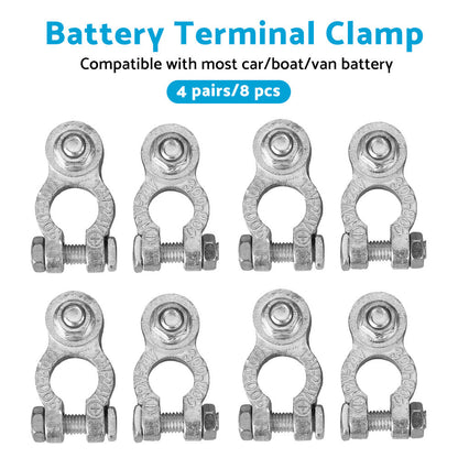 8PCS DC 12V-24V Car Battery Terminals Positive Negative Connectors Clamp Clip.