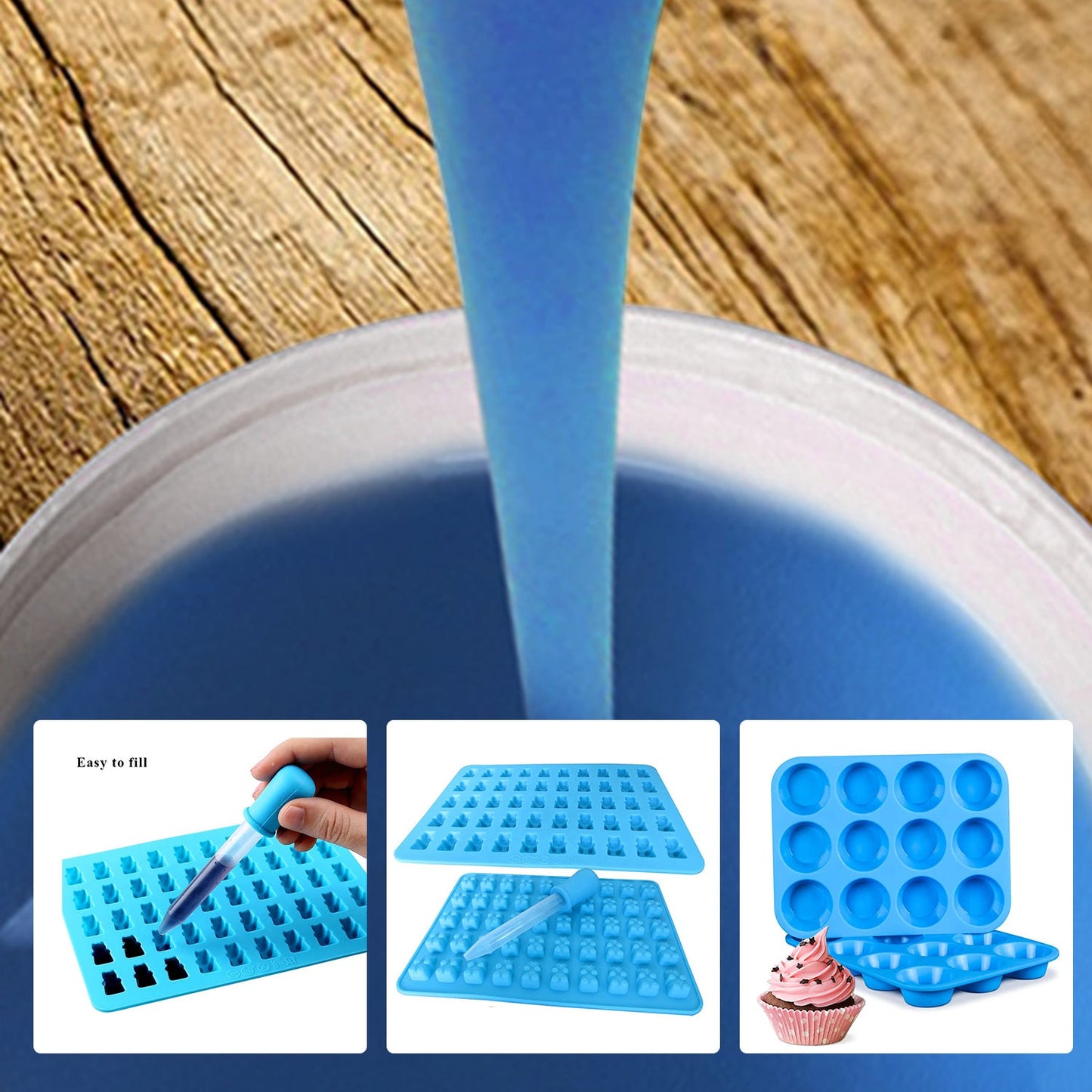 SH25 Liquid Silicone Rubber Mould Making Kit 100:3 Part Mix Suitable For Casting 1Kg 5Kg 10Kg Blue.