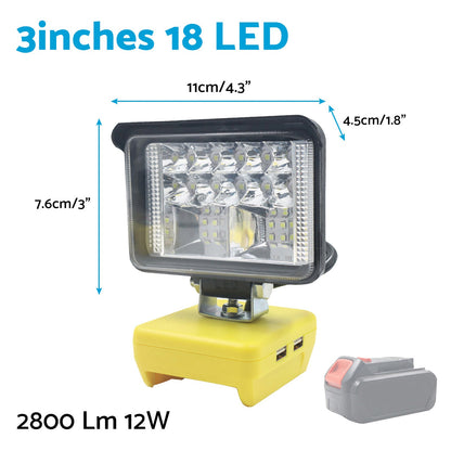 Torch Lamp LED Flood Work Light Tool Suitable for DeWalt 18V 20V Lithium Battery.