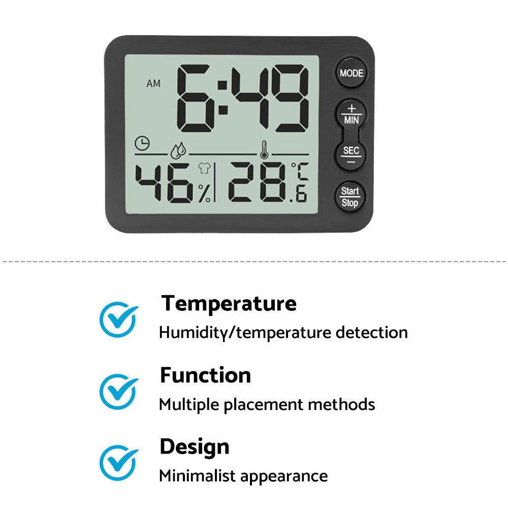 Small Mini Digital Clock with Temperature Display Suitable For Travel, LCD LED, Alarm, Battery Operated ¨C Black & White.