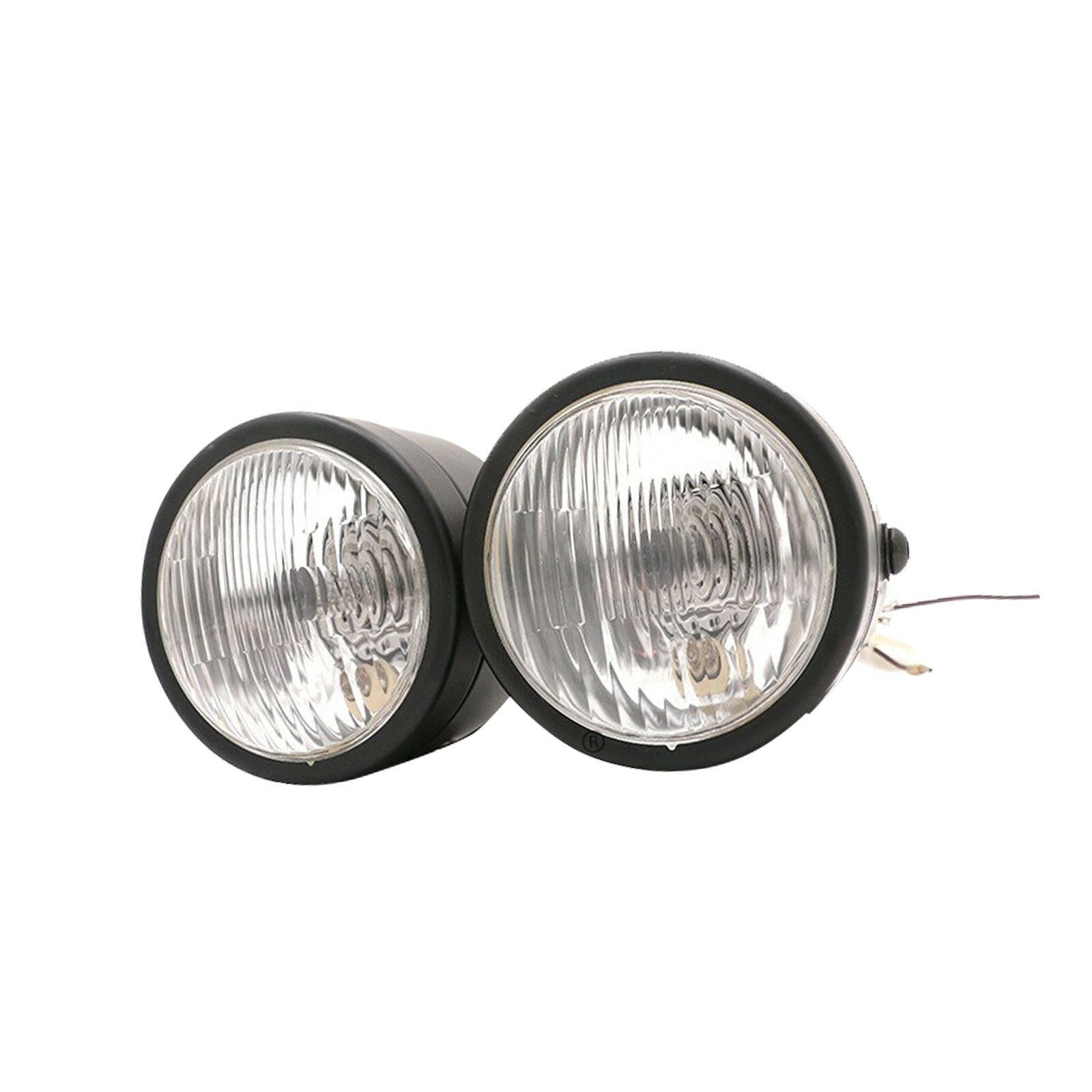 Black Twin Universal Headlight Dual Lamp Suitable For Motorcycle Street Fighter.