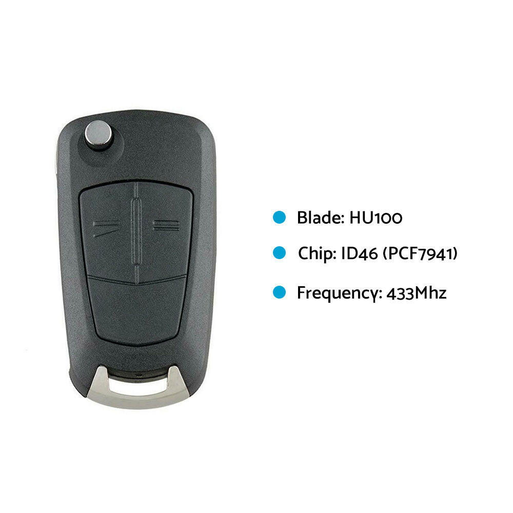 Complete Remote Control Key Suitable For Holden Astra H 2005–2009.