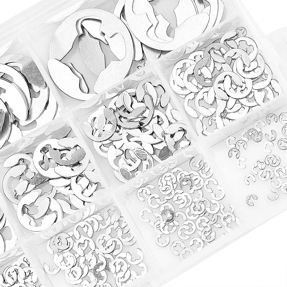 Stainless Steel E Clips C Circlip Kit Retaining Ring 400PCS Assorted M1.5-M15mm Suitable For General Mechanical Applications
