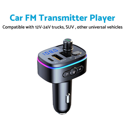 Bluetooth-compatible FM Transmitter Wireless Car Radio Adapter USB Charger Call.