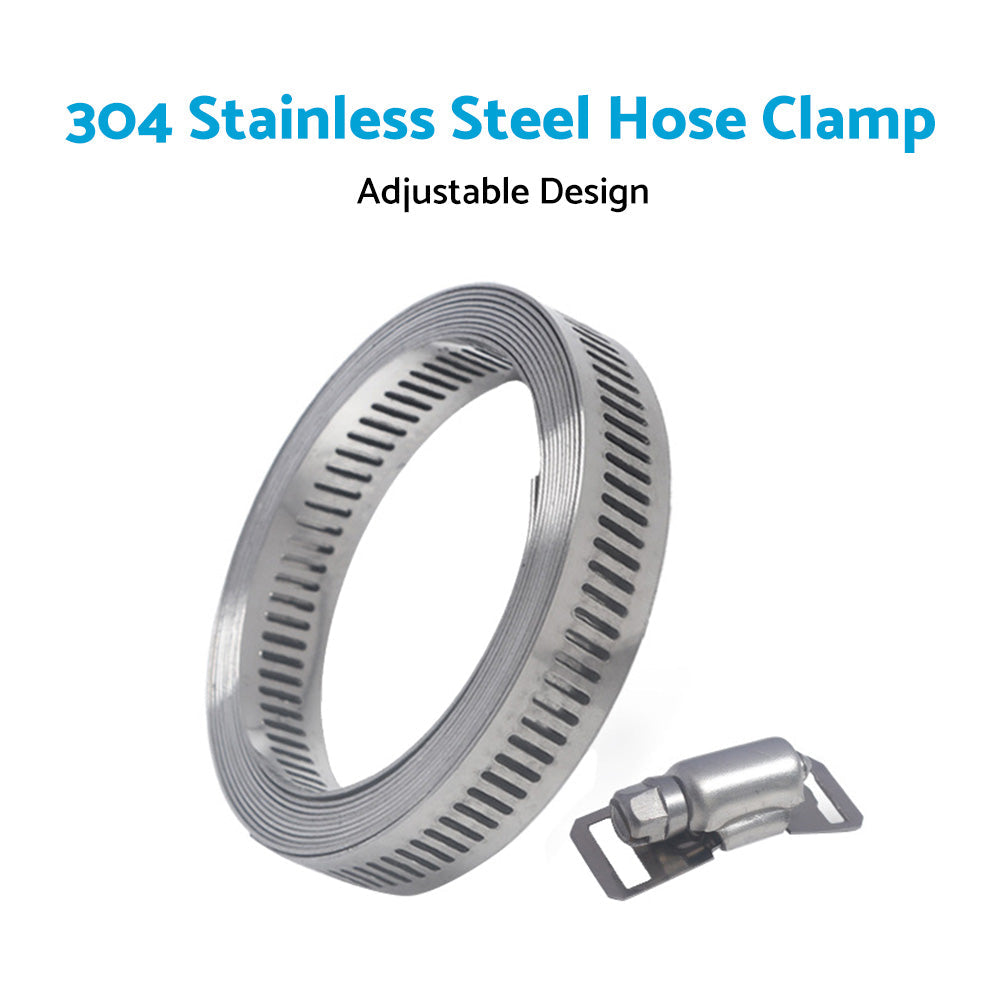 304 Stainless Steel Worm Clamp Hose Clamps with Fasteners Suitable For DIY Adjustable Use