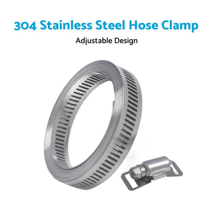 304 Stainless Steel Worm Clamp Hose Clamps with Fasteners Suitable For DIY Adjustable Use