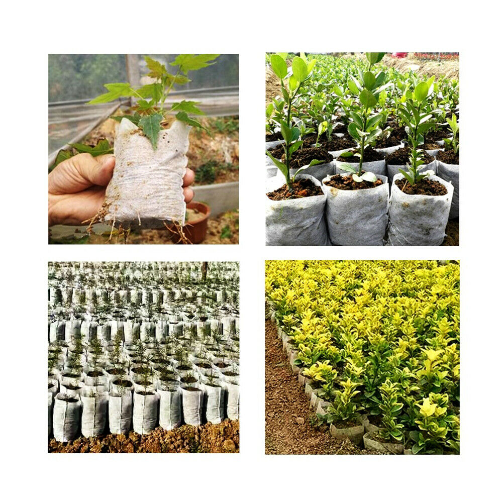 200x Non-Woven Biodegradable Grow Bags Suitable for Plant Nursery Seedling