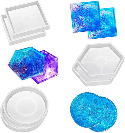 6x Coaster Resin Silicone Mold Suitable For Jewelry & Agate Making Craft Tool